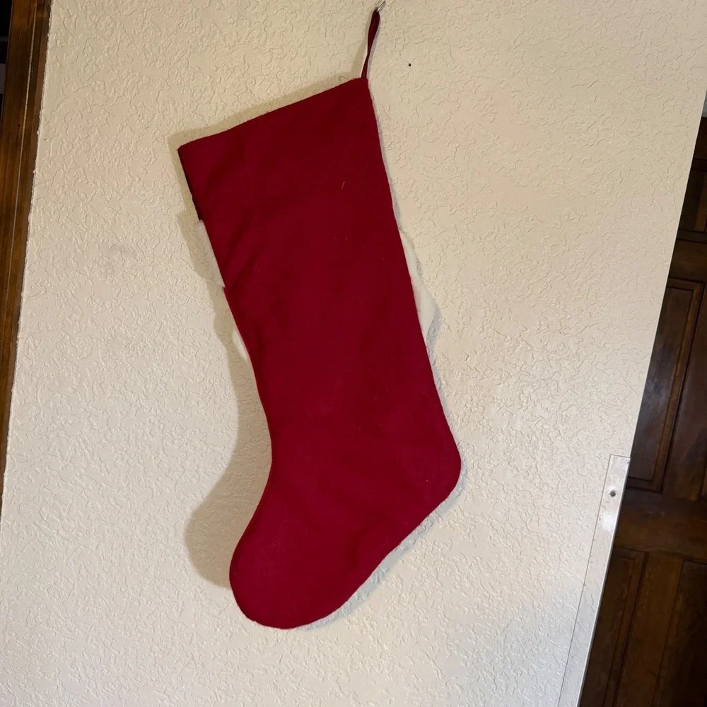 Dan Dee Christmas Stocking Santa Claus 3D Red Plaid Cuff Holiday‎ Decor Vintage